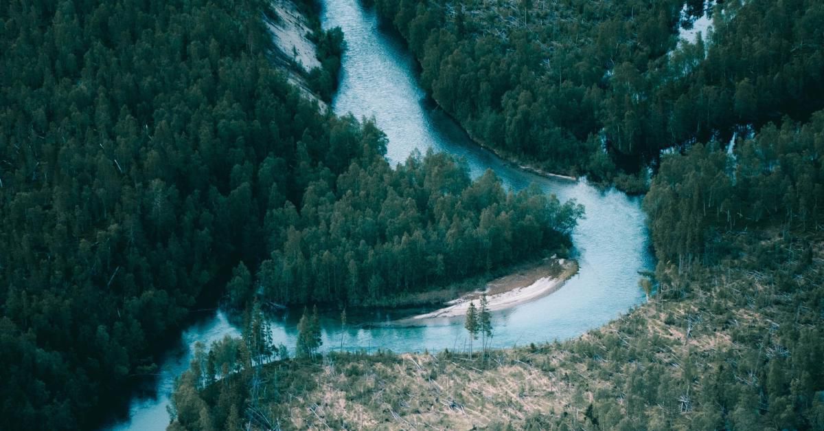 Photo of a meandering river